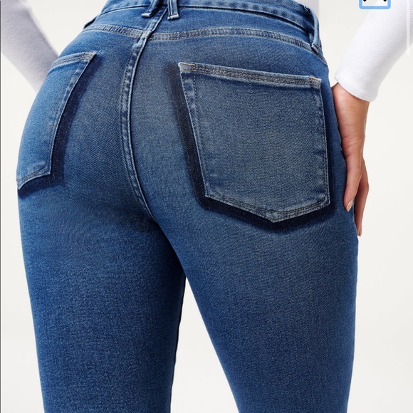 GOOD AMERICAN GOOD WAIST CROP SHADOW POCKETS | BLUE632 SIZE 15 - Picture 2 of 4